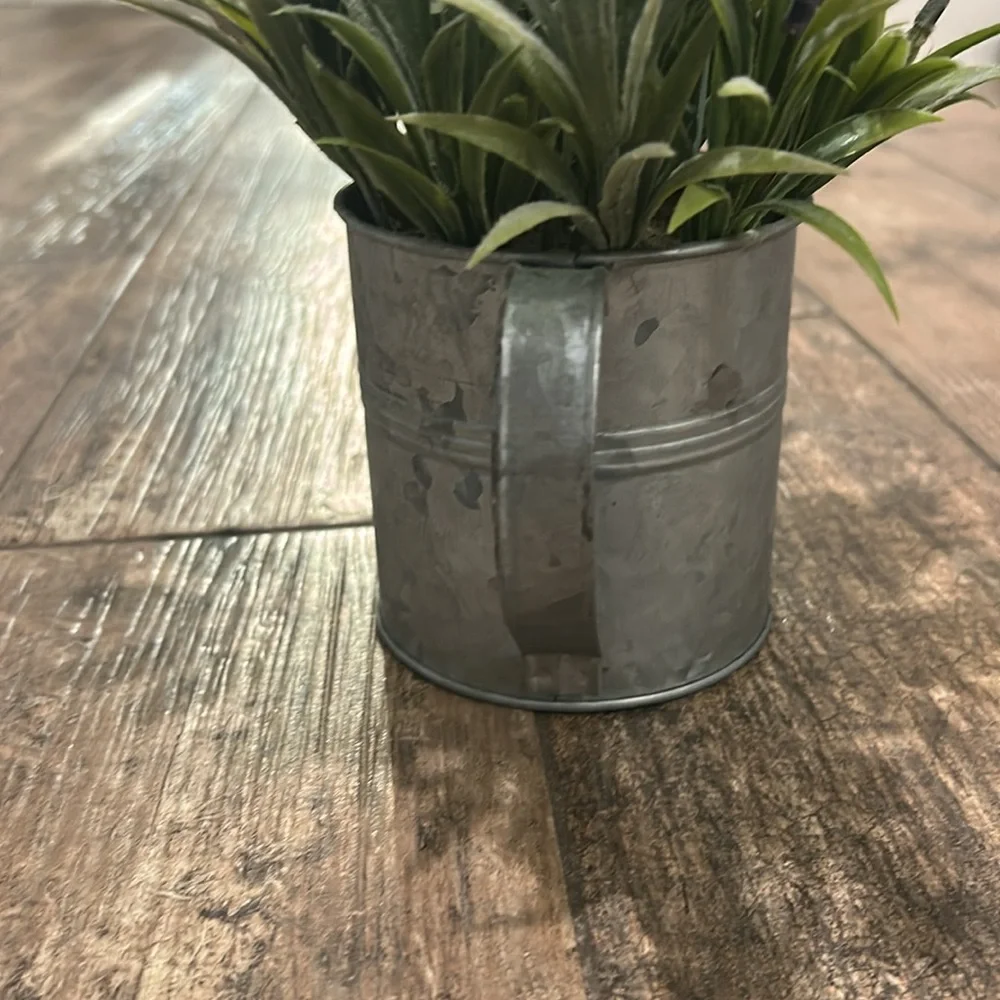 Lavender and Greenery in Silver Watering Can